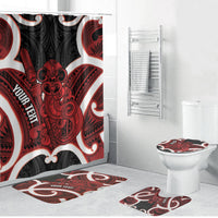 Whero Aotearoa Atua Tumatauenga Personalised Bathroom Set Maori God Of War Tiki With Taiaha LT14 Bathroom Set (4 pcs) Red - Polynesian Pride
