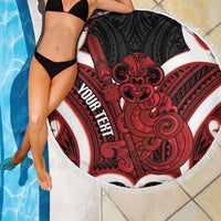 Whero Aotearoa Atua Tumatauenga Personalised Beach Blanket Maori God Of War Tiki With Taiaha LT14 - Polynesian Pride