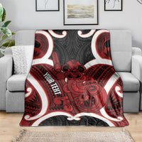 Whero Aotearoa Atua Tumatauenga Personalised Blanket Maori God Of War Tiki With Taiaha LT14 - Polynesian Pride
