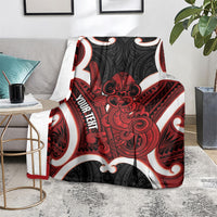 Whero Aotearoa Atua Tumatauenga Personalised Blanket Maori God Of War Tiki With Taiaha LT14 - Polynesian Pride