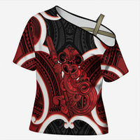 Whero Aotearoa Atua Tumatauenga Personalised Cross Shoulder Shirt Maori God Of War Tiki With Taiaha