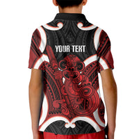 Whero Aotearoa Atua Tumatauenga Personalised Kid Polo Shirt Maori God Of War Tiki With Taiaha LT14 - Polynesian Pride
