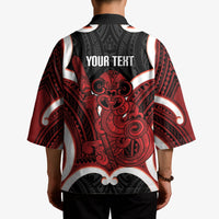 Whero Aotearoa Atua Tumatauenga Personalised Kimono Maori God Of War Tiki With Taiaha LT14 - Polynesian Pride