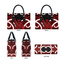 Whero Aotearoa Atua Tumatauenga Personalised Leather Bag Maori God Of War Tiki With Taiaha LT14 - Polynesian Pride