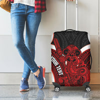 Whero Aotearoa Atua Tumatauenga Personalised Luggage Cover Maori God Of War Tiki With Taiaha LT14 - Polynesian Pride