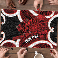 Whero Aotearoa Atua Tumatauenga Personalised Puzzle Maori God Of War Tiki With Taiaha LT14 - Polynesian Pride