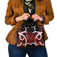 Whero Aotearoa Atua Tumatauenga Personalised Shoulder Handbag Maori God Of War Tiki With Taiaha LT14 - Polynesian Pride