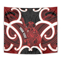 Whero Aotearoa Atua Tumatauenga Personalised Tapestry Maori God Of War Tiki With Taiaha