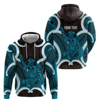 Kikorangi Aotearoa Atua Tumatauenga Personalised Hoodie Maori God Of War Tiki With Taiaha LT14 - Polynesian Pride