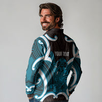Kikorangi Aotearoa Atua Tumatauenga Personalised Long Sleeve Polo Shirt Maori God Of War Tiki With Taiaha LT14 - Polynesian Pride