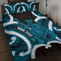 Kikorangi Aotearoa Atua Tumatauenga Personalised Quilt Bed Set Maori God Of War Tiki With Taiaha LT14 Blue - Polynesian Pride