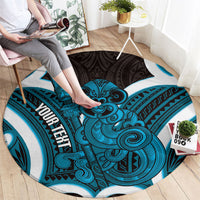 Kikorangi Aotearoa Atua Tumatauenga Personalised Round Carpet Maori God Of War Tiki With Taiaha LT14 - Polynesian Pride