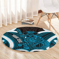 Kikorangi Aotearoa Atua Tumatauenga Personalised Round Carpet Maori God Of War Tiki With Taiaha LT14 - Polynesian Pride
