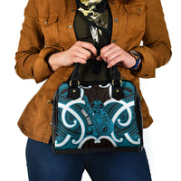Kikorangi Aotearoa Atua Tumatauenga Personalised Shoulder Handbag Maori God Of War Tiki With Taiaha LT14 - Polynesian Pride