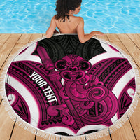 Mawhero Aotearoa Atua Tumatauenga Personalised Beach Blanket Maori God Of War Tiki With Taiaha LT14 - Polynesian Pride