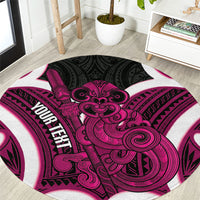 Mawhero Aotearoa Atua Tumatauenga Personalised Round Carpet Maori God Of War Tiki With Taiaha