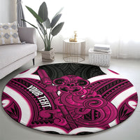 Mawhero Aotearoa Atua Tumatauenga Personalised Round Carpet Maori God Of War Tiki With Taiaha