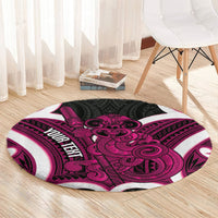 Mawhero Aotearoa Atua Tumatauenga Personalised Round Carpet Maori God Of War Tiki With Taiaha