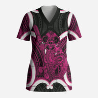 Mawhero Aotearoa Atua Tumatauenga Personalised Scrub Top Maori God Of War Tiki With Taiaha