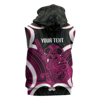 Mawhero Aotearoa Atua Tumatauenga Personalised Sleeveless Hoodie Maori God Of War Tiki With Taiaha LT14 - Polynesian Pride