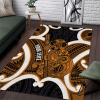 Karaka Aotearoa Atua Tumatauenga Personalised Area Rug Maori God Of War Tiki With Taiaha LT14 Orange - Polynesian Pride