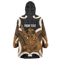 Karaka Aotearoa Atua Tumatauenga Personalised Wearable Blanket Hoodie Maori God Of War Tiki With Taiaha LT14 - Polynesian Pride