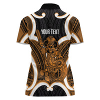 Karaka Aotearoa Atua Tumatauenga Personalised Women Polo Shirt Maori God Of War Tiki With Taiaha LT14 - Polynesian Pride