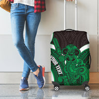 Kakariki Aotearoa Atua Tumatauenga Personalised Luggage Cover Maori God Of War Tiki With Taiaha LT14 - Polynesian Pride