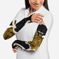 Kowhai Aotearoa Atua Tumatauenga Personalised Arm Sleeves Maori God Of War Tiki With Taiaha
