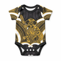 Kowhai Aotearoa Atua Tumatauenga Personalised Baby Onesie Maori God Of War Tiki With Taiaha