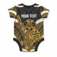 Kowhai Aotearoa Atua Tumatauenga Personalised Baby Onesie Maori God Of War Tiki With Taiaha