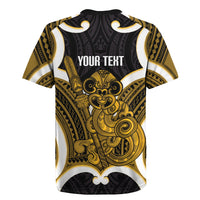 Kowhai Aotearoa Atua Tumatauenga Personalised Rugby Jersey Maori God Of War Tiki With Taiaha