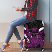 Waiporoporo Aotearoa Atua Tumatauenga Personalised Luggage Cover Maori God Of War Tiki With Taiaha LT14 - Polynesian Pride