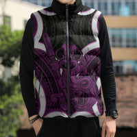 Waiporoporo Aotearoa Atua Tumatauenga Personalised Sleeveless Puffer Jacket Maori God Of War Tiki With Taiaha