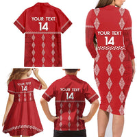 Custom Tonga Rugby 2024 Family Matching Long Sleeve Bodycon Dress and Hawaiian Shirt Go Champions Ikale Tahi Ngatu Pattern LT14 - Polynesian Pride