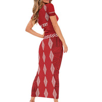 Custom Tonga Rugby 2024 Short Sleeve Bodycon Dress Go Champions Ikale Tahi Ngatu Pattern LT14 - Polynesian Pride