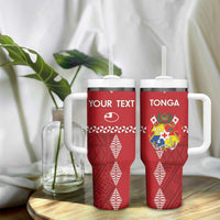 Custom Tonga Rugby 2024 Tumbler With Handle Go Champions Ikale Tahi Ngatu Pattern