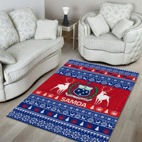 Personalised Samoa Christmas Area Rug Samoan Coat Of Arms Manuia Le Kirisimas LT14 - Polynesian Pride