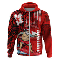 Personalised Hawaii Christmas Hoodie Mele Kalikimaka Surfing Santa Claus LT14 - Polynesian Pride