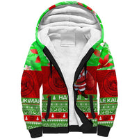 Personalised Hawaii Christmas Sherpa Hoodie Mele Kalikimaka Hawaiian Santa Tropical Vibes LT14 Unisex Red - Polynesian Pride