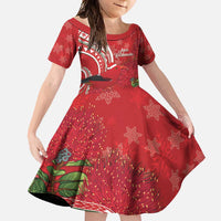 Personalized Mele Kalikimaka Hawaii Family Matching Long Sleeve Bodycon Dress and Hawaiian Shirt I'iwi Bird With Ohia Lehua - Red Color LT14 Daughter's Dress Red - Polynesian Pride