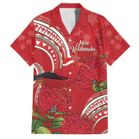 Personalized Mele Kalikimaka Hawaii Family Matching Off Shoulder Maxi Dress and Hawaiian Shirt I'iwi Bird With Ohia Lehua - Red Color