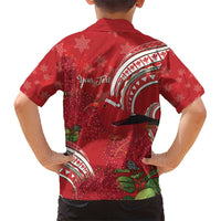 Personalized Mele Kalikimaka Hawaii Kid Hawaiian Shirt I'iwi Bird With Ohia Lehua - Red Color