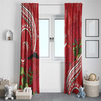 Personalized Mele Kalikimaka Hawaii Window Curtain I'iwi Bird With Ohia Lehua - Red Color