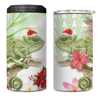 Pastel Green Hawaii Chameleon Christmas 4 in 1 Can Cooler Tumbler Mele Kalikimaka Kakau - Watercolor LT14 One Size: 16 oz Green - Polynesian Pride