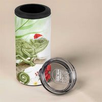 Pastel Green Hawaii Chameleon Christmas 4 in 1 Can Cooler Tumbler Mele Kalikimaka Kakau - Watercolor LT14 - Polynesian Pride