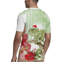 Pastel Green Hawaii Chameleon Christmas Rugby Jersey Mele Kalikimaka Kakau - Watercolor