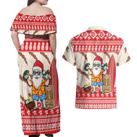 Hawaii Christmas Six Seven Couples Matching Off Shoulder Maxi Dress and Hawaiian Shirt Mele Kalikimaka Funny Santa 67 Gen Alpha Slang LT14 - Polynesian Pride