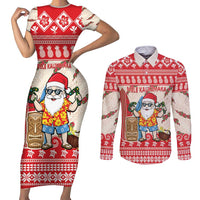 Hawaii Christmas Six Seven Couples Matching Short Sleeve Bodycon Dress and Long Sleeve Button Shirt Mele Kalikimaka Funny Santa 67 Gen Alpha Slang LT14 Red - Polynesian Pride