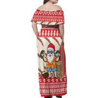 Hawaii Christmas Six Seven Family Matching Off Shoulder Maxi Dress and Hawaiian Shirt Mele Kalikimaka Funny Santa 67 Gen Alpha Slang - Polynesian Pride